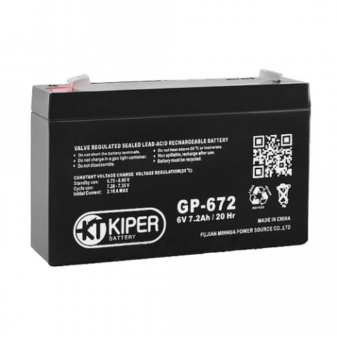 Купить аккумуляторную батарею Kiper GP-672 6V/7.2Ah