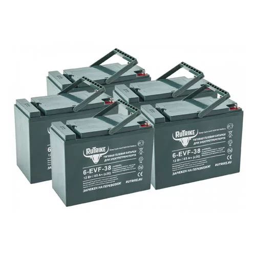 Комплект тяговых гелевых аккумуляторов RuTrike 6-EVF-38 (60V38A/H C3)