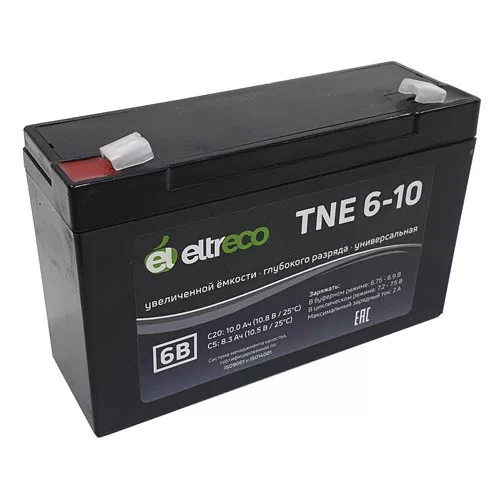 Тяговый аккумулятор Eltreco TNE6-10 (6V10A/H C20)